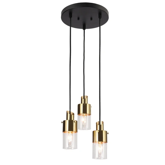 Hartwin Modern Black Gold Glass Cluster Pendant Lights Chandelier for Kitchen Island