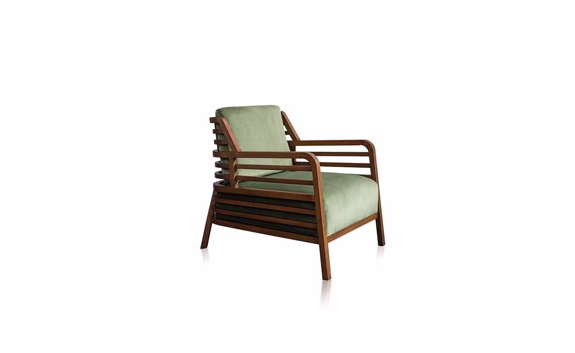 Accent Wooden Livingroom Chair - Mid-Century Modern Walnut Wood & Velvet Cushion Mid Century Bergère Green Bedroom