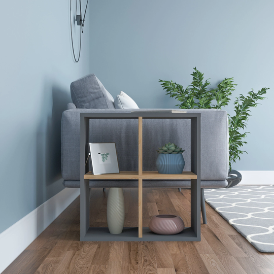 Madelyn Side Table - Anthracite White Oak End Modern Living Room Cube Shelving