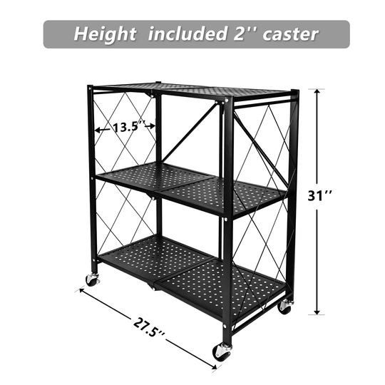 3Tier Heavy Duty Foldable Metal Rack Storage Shelving
