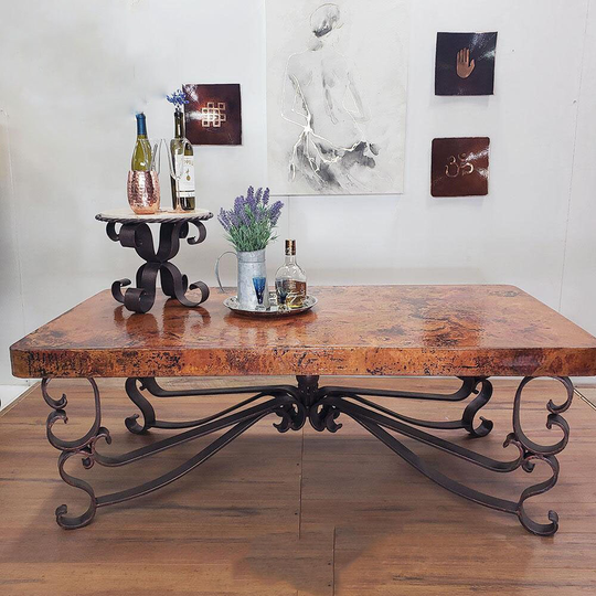 Coffee Tables For Elegant Living Room- Rectangular Copper Table - Mexports By Susana Molina