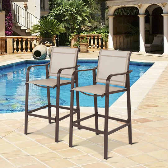 2PCS Wrought Iron Durable Garden Bar Chair
