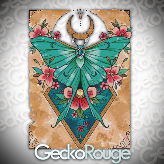 Luna Moth By Lorna Laine Modern Cross Stitch Art Kit
