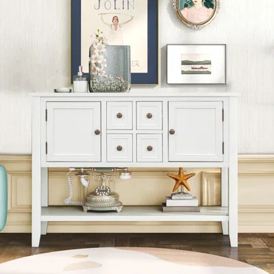 White Large Storage Space Simple Side Cabinet