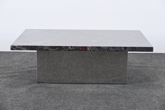 Marble, Steel, & Glass Cocktail Table in The Manner Of Brueton, 1980S