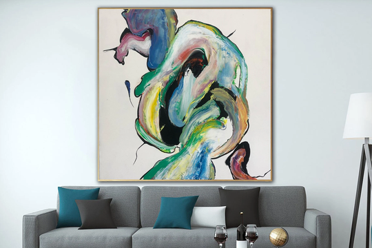 Abstract Colorful Painting Canvas Marble Wall Art Customized Vivid Artwork 40x40 Translucent Colors For Aesthetic Room Decor