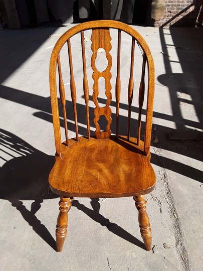 Price Drop Now Vintage Solid Oak Georgian Spindle Brace Back Windsor Side Chairs