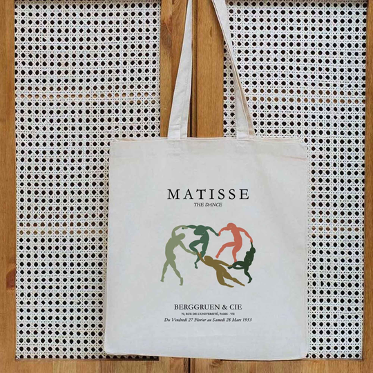 Mzshop - 100% Cotton Tote Bag Matisse Beige Dance Painter Classic Art Shopping Reusable