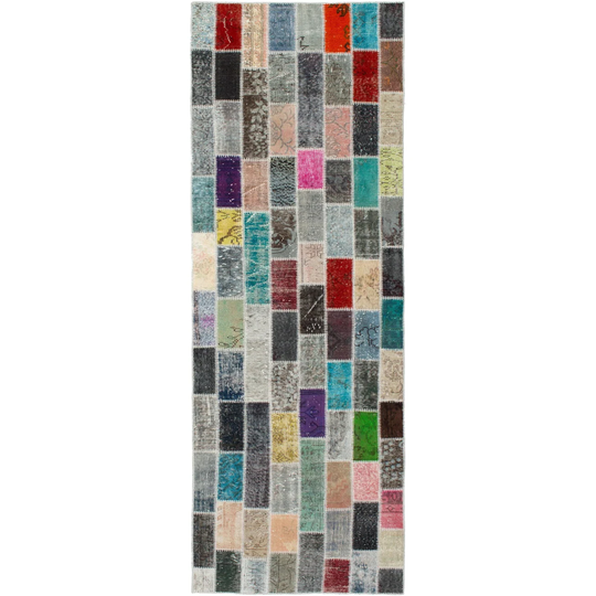 ECARPETGALLERY Hand-knotted Color Transition Patchwork Multi Wool Rug - 3'3 x 10'0