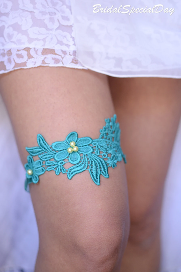 Bride Set Clothing Wedding Light Teal Blue Lace Garter, Bridal Garter Something Blue, Turquoise