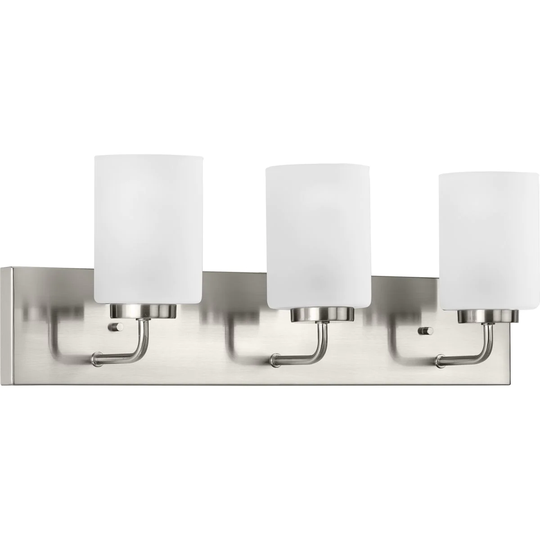 Merry Collection 3-Light Etched Glass Brushed Nickel Bath Vanity Light