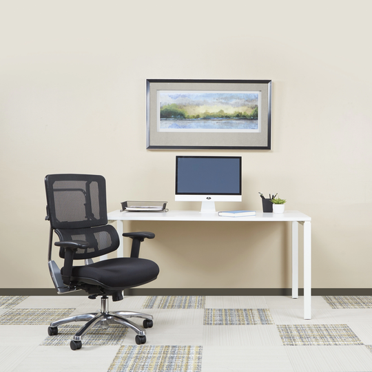 Vertical Black Mesh Back Office Chair with Fabric Seat in Coal Black