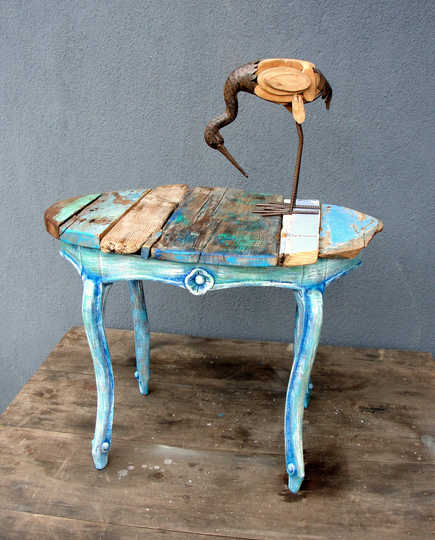 Driftwood Table, Boatwood Side Table, End Table With & Boatwood, Wooden Furniture, Sea Green Sidetable