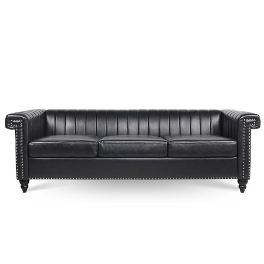 82.5" Traditional Luxury 3 Seater Sofa, PU Leather Sofa, Accent Sofa
