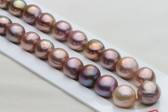 Natural Metallic Color Semi-Baroque Freshwater Cultured Nucleus Pearls, Multi-Color Edison Pearls For Jewelry Design, Ahh005
