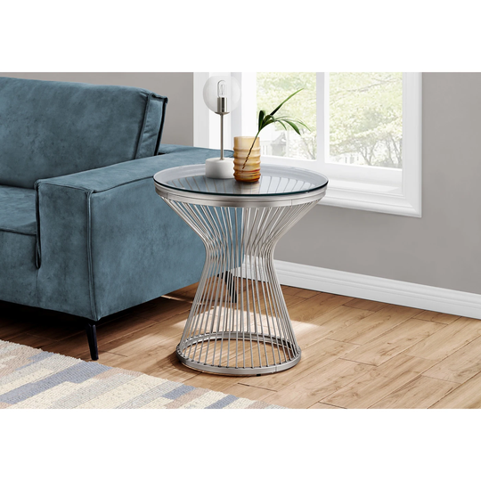 Stainless Steel 24-inch FinishRound Accent Table
