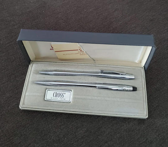 Chrome Cross Pen & Pencil Set | Brand Mechanical Pen~ 5.25" Gift For Executive