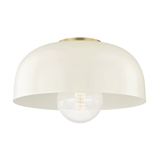 Mitzi by Hudson Valley Avery 1-light Aged Brass Large Semi Flush, Cream Metal
