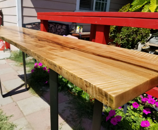12-14"W Live Edge Table Or Entry Table. Maple Wood