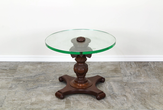Tradition Carved Side Table With Glass Top