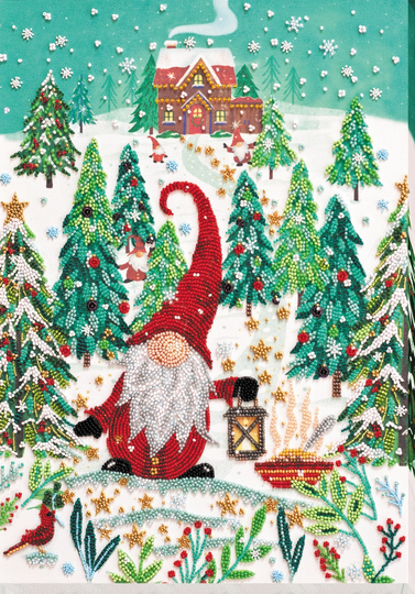 Diy Bead Embroidery Kit On Art Canvas "Christmas Dwarf" Size 10.6"×15" | 27×38 Сm, Gift