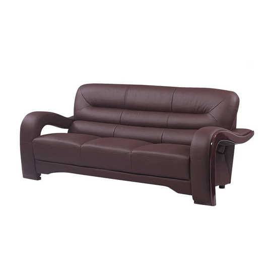 36" Glamorous Brown Leather Sofa - 36" x 86" x 37"