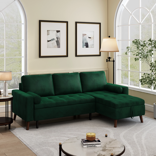 88" Modern L Shaped Sectional Sofa with Storage Chaise