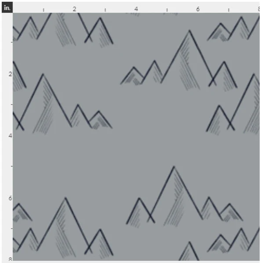 Grey Mountain Sketch Fabric By The Yard | Woodland Outdoor Mountains Made To Order Organic