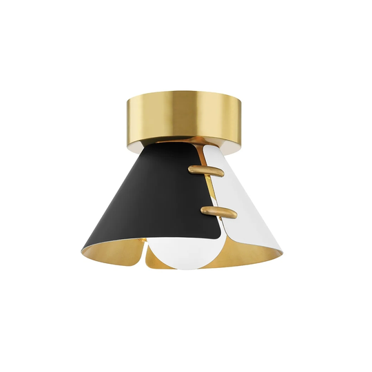 Hudson Valley Split 1-Light Aged Brass Small Flush Mount
