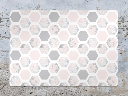Geometric Honeycomb Chair Mat, Gray Splat Pink Vinyl Floor Abstract Protective Pvc Area Rug, Kids Room Decor, Splash Mat