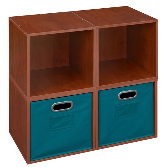 Noble Connect Storage Set - 4 Cubes and 2 Canvas Bins- Warm Cherry/Teal