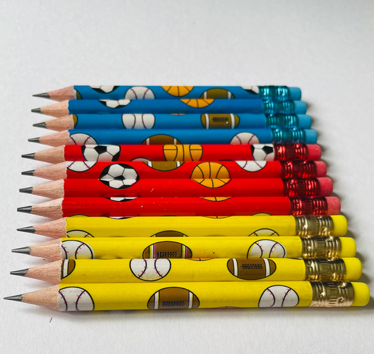 24 Sport Golf Sized Pencils, Half Soccer, Basketball, Back To School