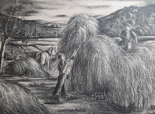 Jane Rogers | American 1896-1973 "Haying in My Orchard, Woodstock, Ny" Lithograph, 1938, Signed in Pencil, | Free Shipping