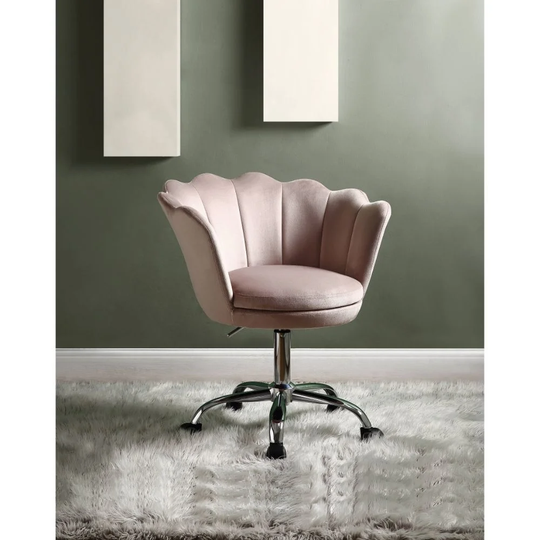 Office Chair, Rose Quartz Velvet & Chrome