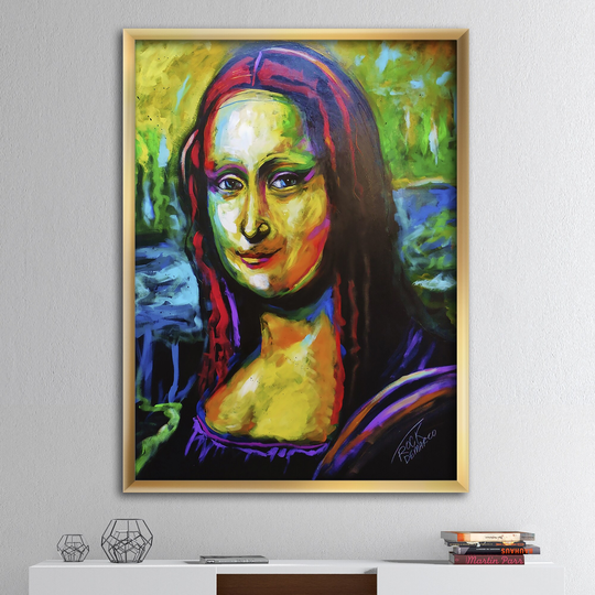 Designart 'Very Colorful Mona Lisa' Modern & Contemporary Premium Framed Art Print