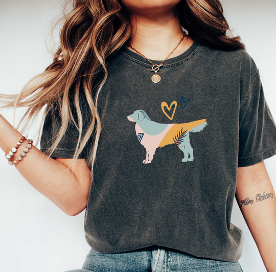 Comfort Colors Golden Retriever Boho Shirt, Oversized Women's Tshirt, Mama Tee, Retriever Dog Shirt