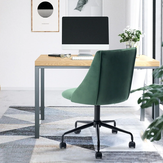 Green Velvet Upholstered Home Office Chair