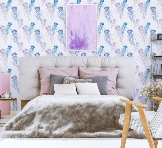 Custom Color Jellyfish Wallpaper - Unisex Colorful Peel & Stick Removable For Any Room Self Adhesive Mural 144