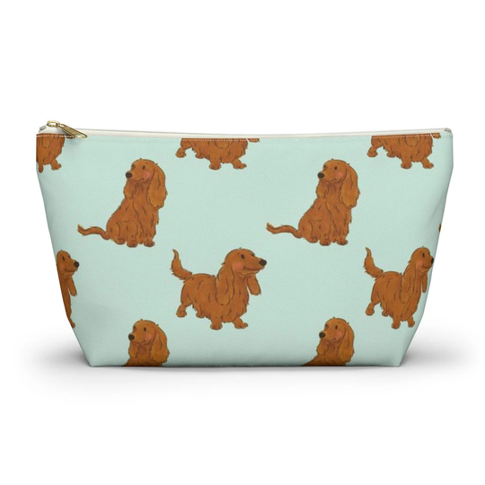 Dachshund Pouch, Pencil Case, Doxie Custom Teacher Bridesmaid Cosmetic Bag, Wiener Dog Mom Zipper Makeup Accessory Pouch