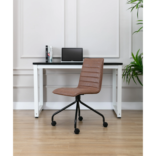 WOVENBYRD Modern Armless Rolling Home Office Chair with Channeling