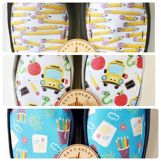 Teacher Bus School Preschool Kindergarten Pencil Custom Dude Shoes Dudes Free Ship