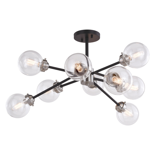 Orbit Nickel and Bronze Sputnik Semi Flush Mount Ceiling Light