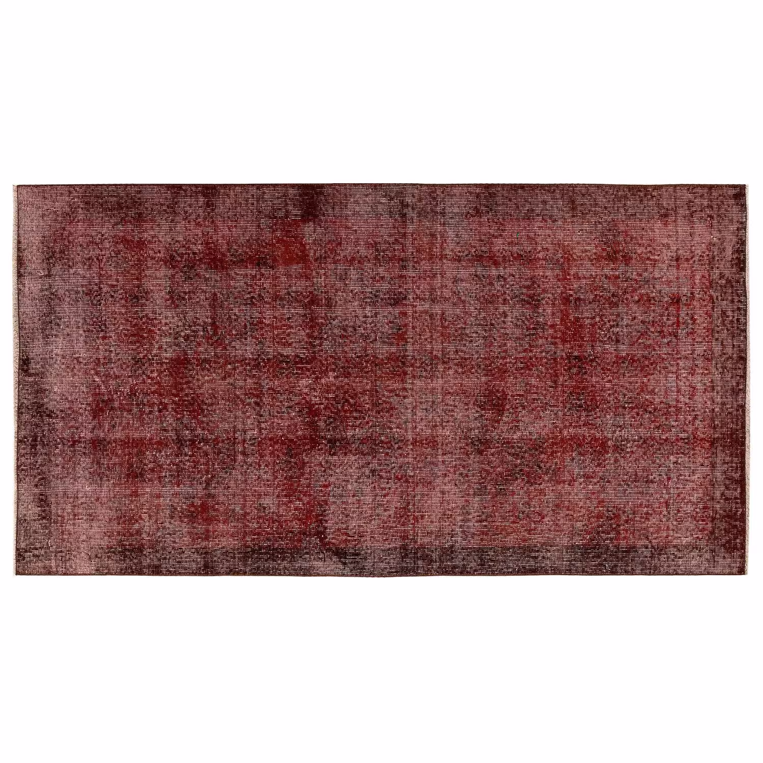 Burgundy One Color Overdyed Turkish Wool Rug, Cherry Red Area Rug