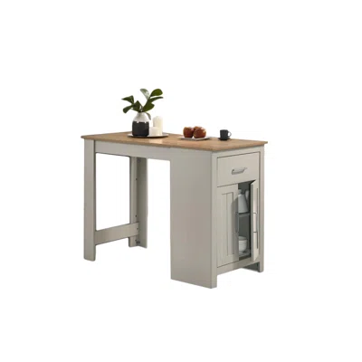 Alonzo Light Gray Small Space Counter Height Dining Table With Cabinet And Drawer Storage
