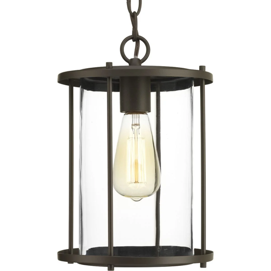 Gunther 1-Light Antique Bronze Farmhouse Outdoor Hanging Lantern Light - 15.500" x 11.000" x 10.750"