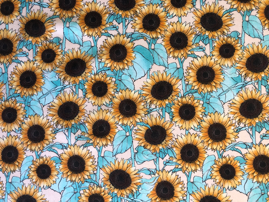 Scenic Route Sunflowers Floral Yellow Blue Quilting Cotton Fabric By 1/4, 1/2 Yard Or Fat Quarter, Australian Botanical