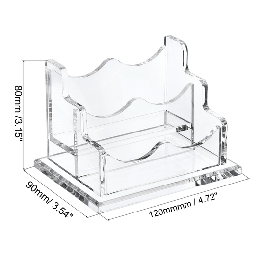 Business Card Holder Acrylic 2 Slots Desktop Name Cards Display Stand - Clear