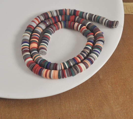6mm Vinyl Heishi Beads, Green Mixed Color Polymer Clay Beads, African Polymer Clay Diy Making Jewelry Bead, Length 40cm6-13#