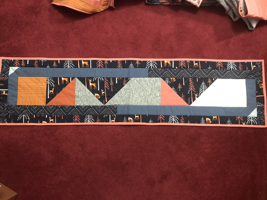 Cabin Christmas Quilted Table Runner/Country Landscape Runner/Wildlife Holiday Topper/Sofa Or Coffee Runner/Dining Room Decor