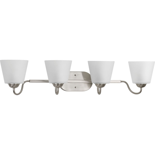 Arden Collection 4-Light Brushed Nickel Etched Glass Farmhouse Bath Vanity Light